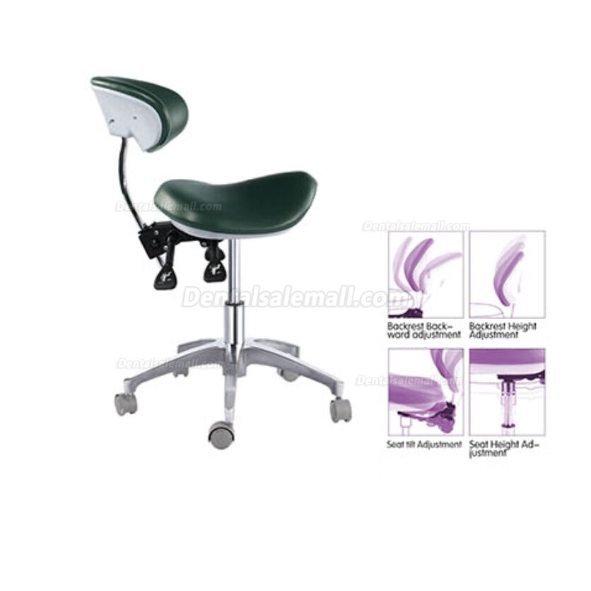 PU Leather Medical Dental Dentist Saddle Chair Adjustable Mobile Doctors'Stool QY-MA1-S