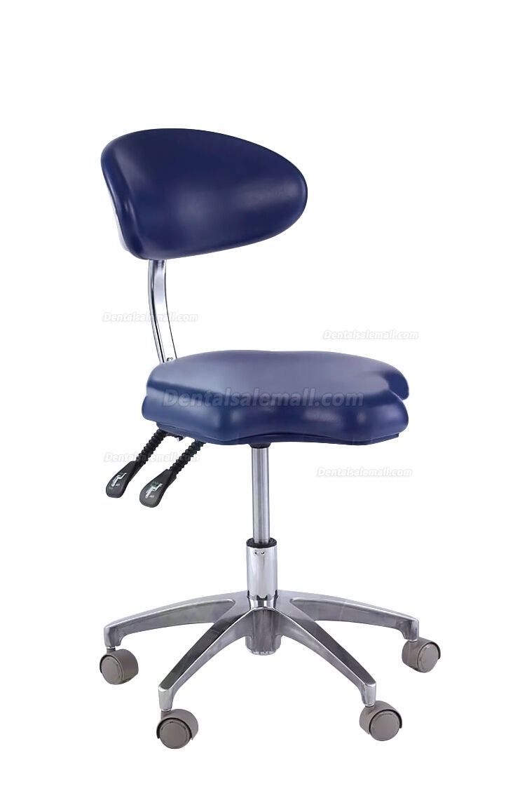 Ergonomic Mobile Rolling Dental Chair Assistant Stools with Back Support & Armrest PU Saddle Stool QY90B