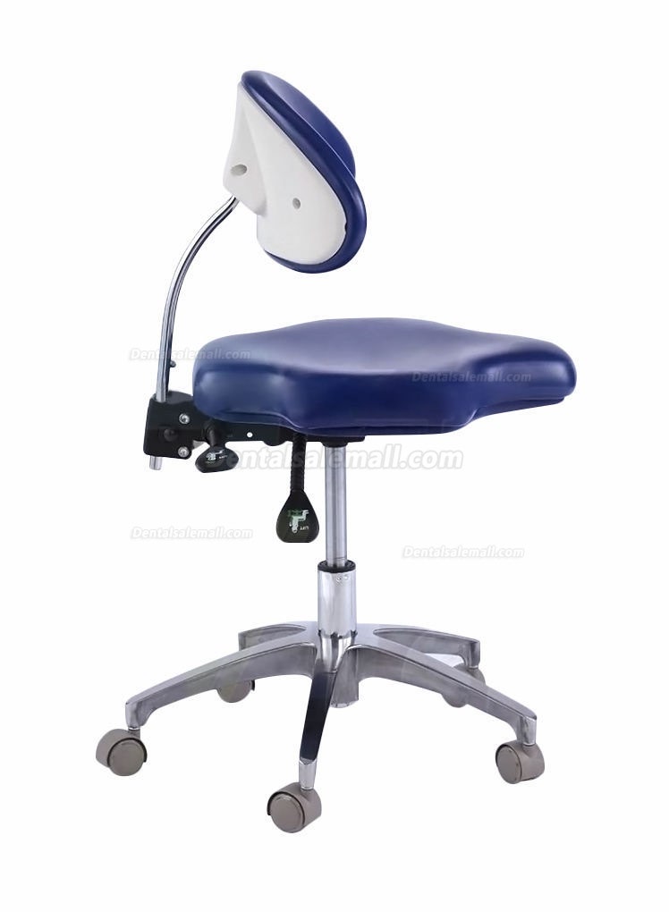 Ergonomic Mobile Rolling Dental Chair Assistant Stools with Back Support & Armrest PU Saddle Stool QY90B