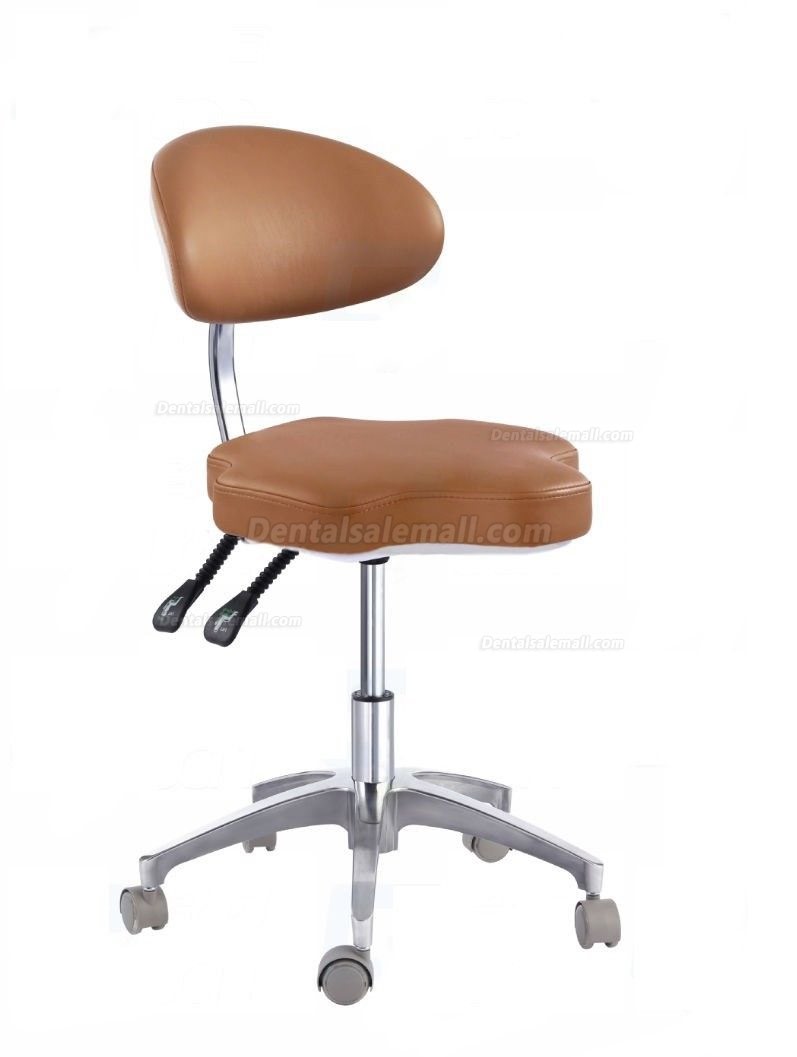 Ergonomic Mobile Rolling Dental Chair Assistant Stools with Back Support & Armrest PU Saddle Stool QY90B