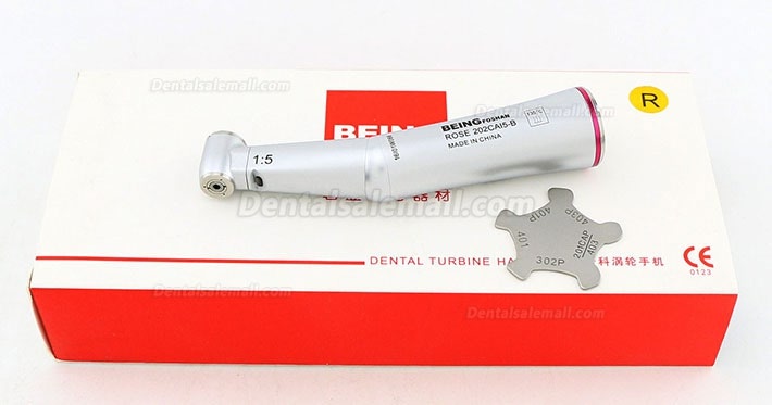 BEING Dental 1:5 Fiber Optic Contra Angle Handpiece Inner Water 1.6mm Red Ring