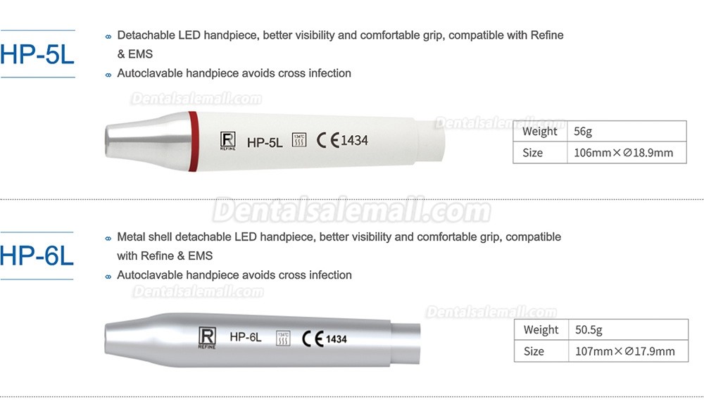 Refine Dental LED Ultrasonic Scaler Handpiece Compatible with Refine & EMS