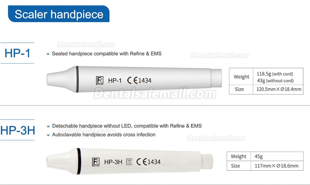 Refine Dental LED Ultrasonic Scaler Handpiece Compatible with Refine & EMS
