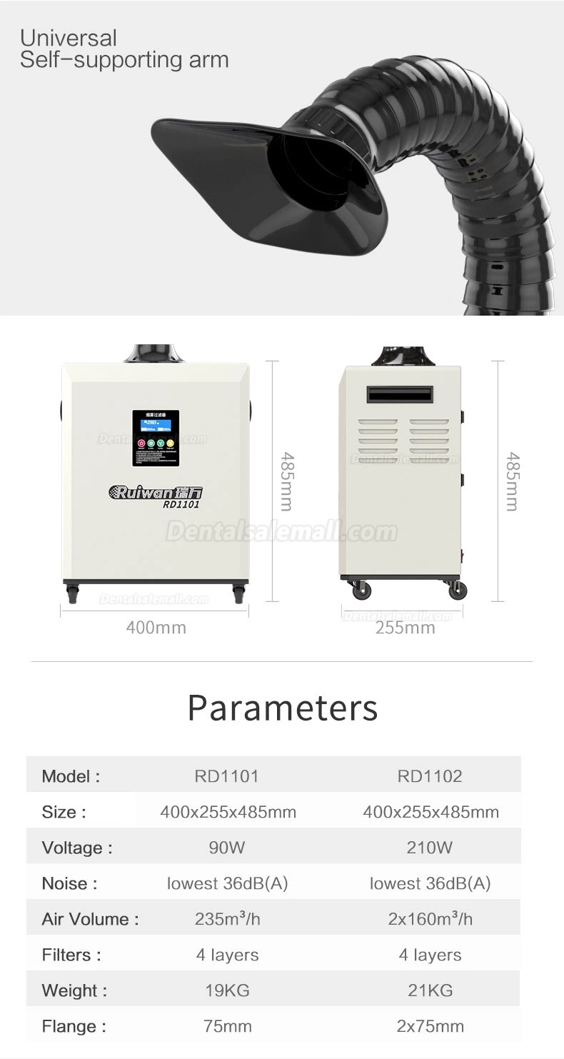 Ruiwan RD1101 90W Portable Fume Extractor System for Manual Solder Laser Making 4 layer Filter