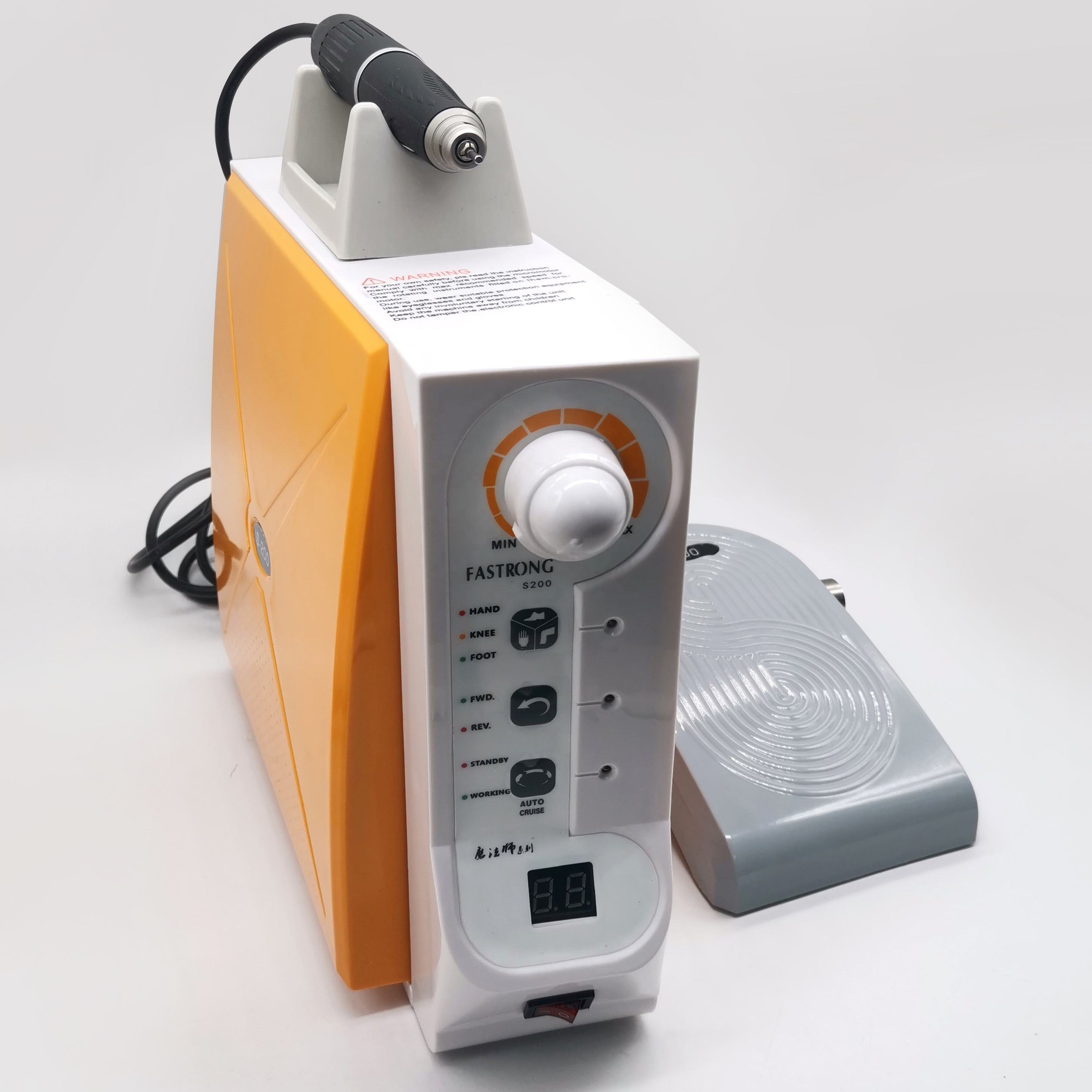 FASTSTRONG S-200 Dental Lab Brushless Micro Motor 60K RPM Handpiece with Hand / Knee / Foot Control