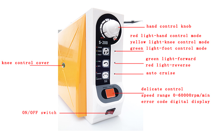 FASTSTRONG S-200 Dental Lab Brushless Micro Motor 60K RPM Handpiece with Hand / Knee / Foot Control
