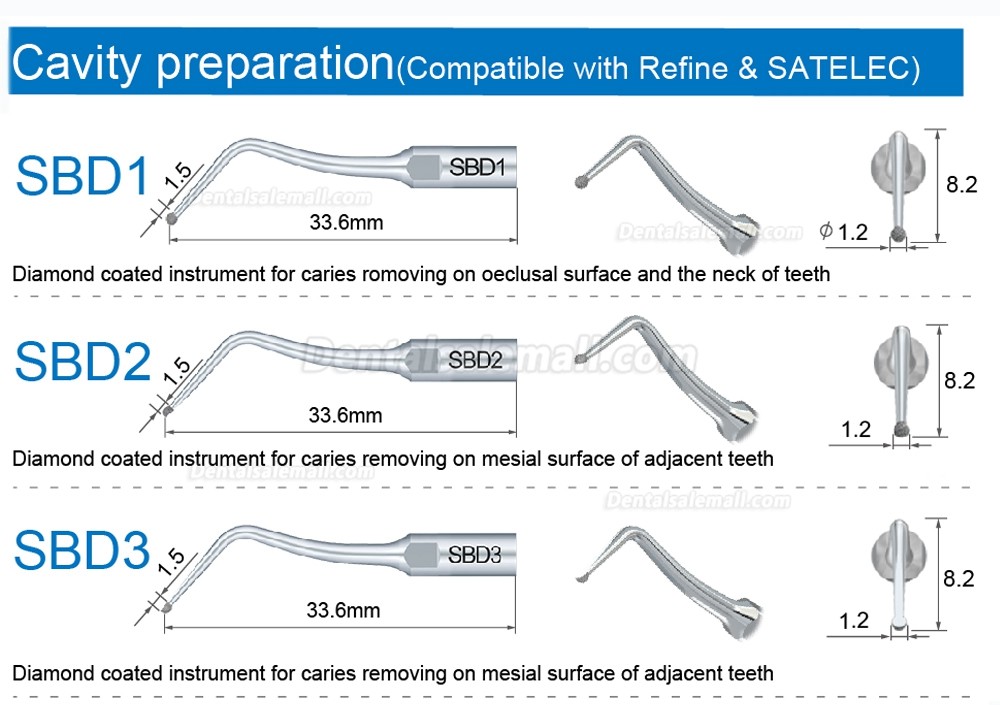 5Pcs Ultrasonic Scaler Tips SBD1 SBD2 SBD3 SBD4 SBD5/6 SBDR SBDL SBD7L SBD7R for SATELEC NSK DTE