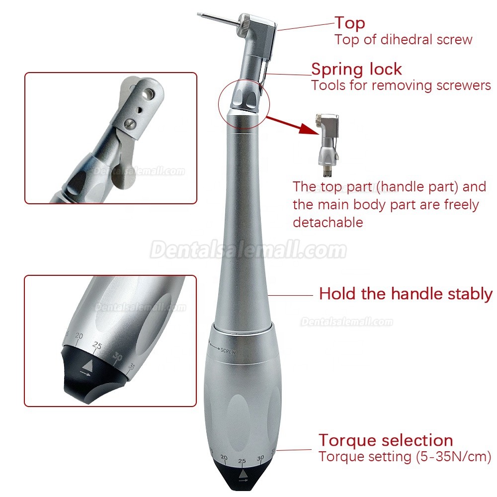 Universal Dental Implant Torque Wrench Handpiece Kit with 12 Drivers & 2 Heads