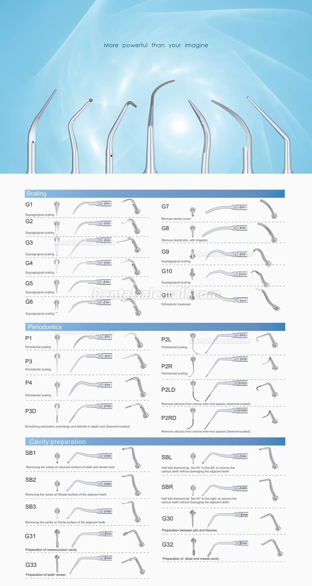 10Pcs Woodpecker Scaler Endo Tip E1 E2 E3 E3D E4 E4D E5 E5D E8 E9 E10D E11 E11D E14