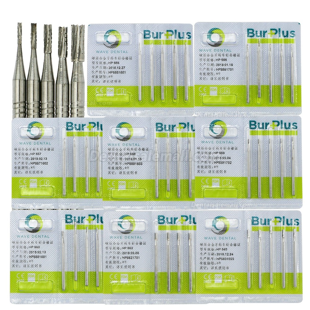 5Packs Wave Dental Low Speed Straight Flat End Crosscut Carbide Burs HP 555 556 560 563