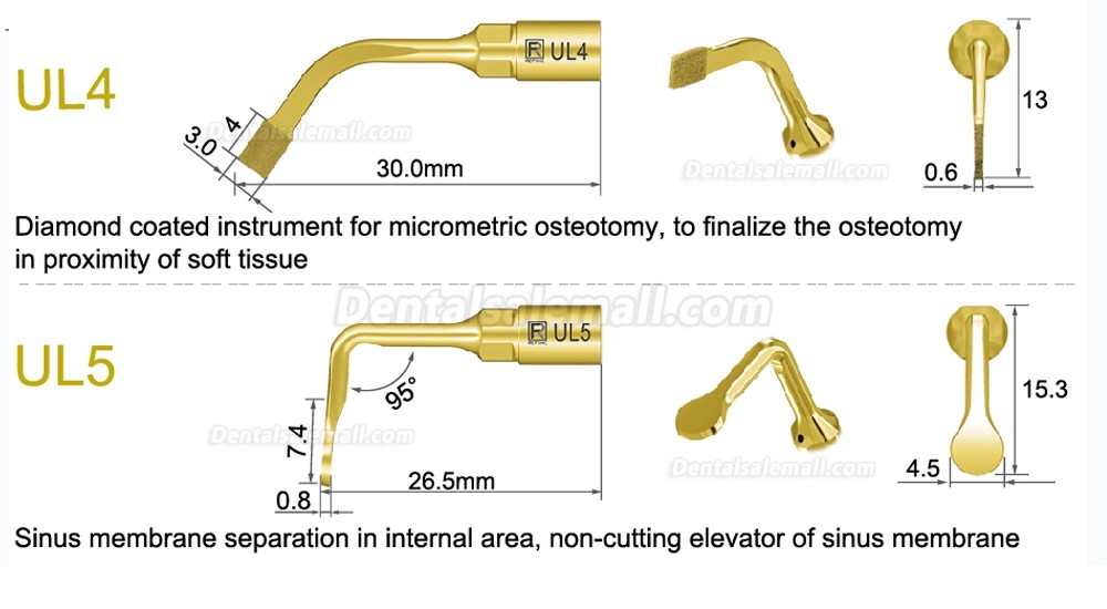 1Pcs Dental Bone Cutting Sinus lifting Exelcymosis Surgery Tips UL1 UL2 UL3 UL4 UL5 Fit For Mectron Woodpecker Dental Piezosurgery Scaler Tip