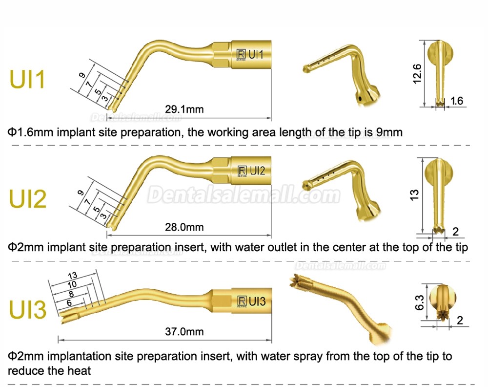 1Pcs Dental Piezosurgery Tips For Bone Cutting Sinus lifting Implant Ul1 UI2 UI3 UI4 UI5 Dental Surgery Tip Fit Mectron Woodpecker