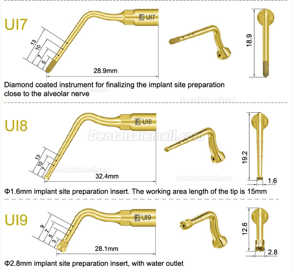 1Pcs Dental Piezosurgery Tips For Bone Cutting Sinus lifting Implant Ul1 UI2 UI3 UI4 UI5 Dental Surgery Tip Fit Mectron Woodpecker