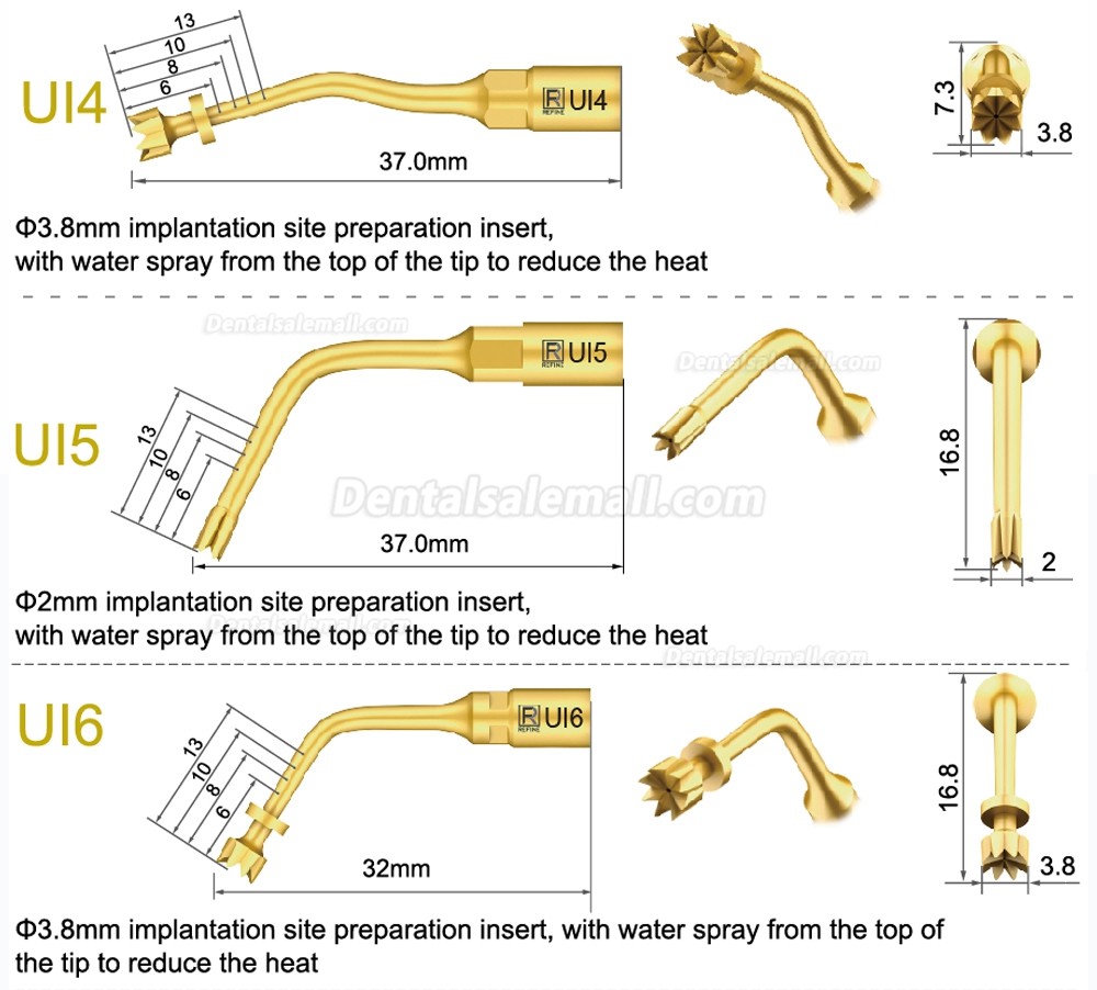 1Pcs Dental Piezosurgery Surgery Tips For Bone Cutting Sinus lifting Implant Ul6 UI7 UI8 UI9 UI10 UI11 Fit Mectron Woodpecker