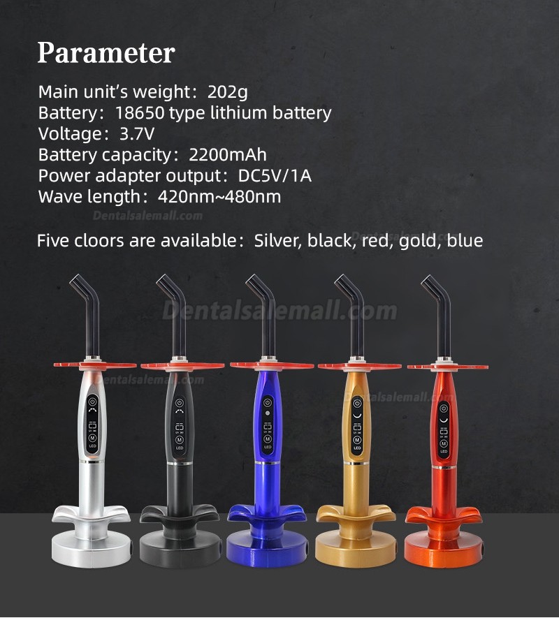 LY® Dental LED Wireless Curing Light 1500mw 5 Color