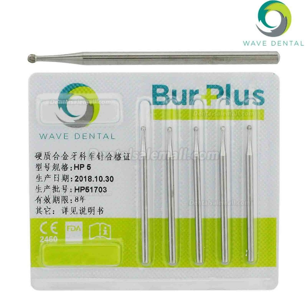 5 Packs Wave Dental Carbide Burs Round For Straight Handpiece HP1/4 1 2 3 5 6 8 10 Prima