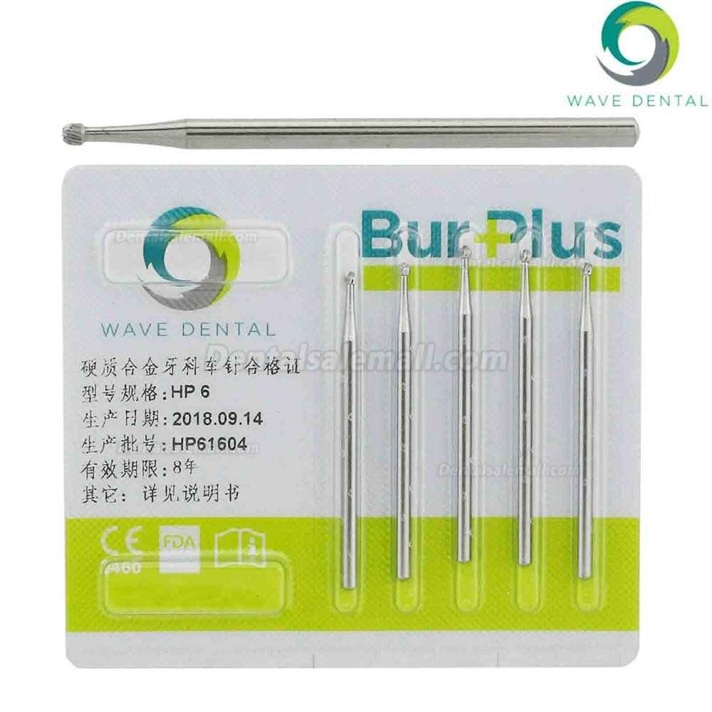 5 Packs Wave Dental Carbide Burs Round For Straight Handpiece HP1/4 1 2 3 5 6 8 10 Prima