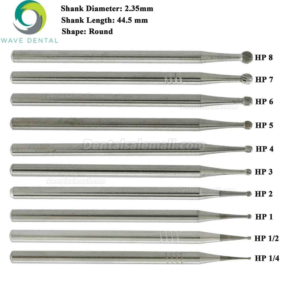 5 Packs Wave Dental Carbide Burs Round For Straight Handpiece HP1/4 1 2 3 5 6 8 10 Prima