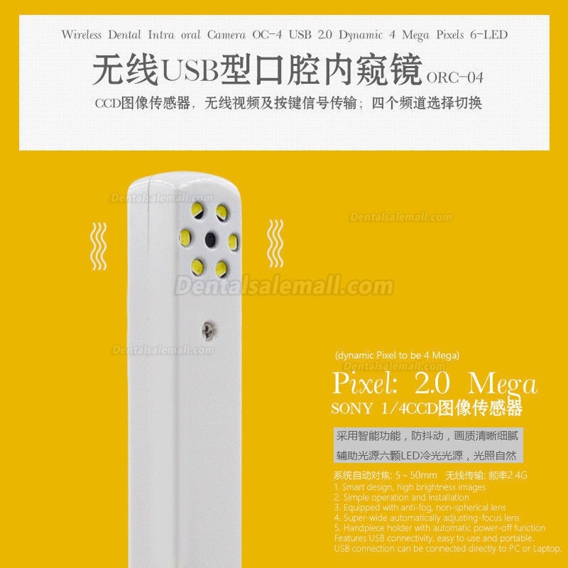Dental Wireless Intraoral Camera ORC-04 Dental Endoscope 2.0 Mega Pixels 1/4 HD Dental Wireless Intraoral Camera ORC-04 Dental Endoscope 2.0 Mega Pixels 1/4 HD
