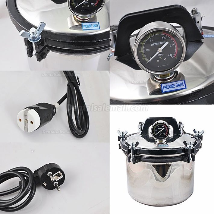 8L Portable Steam Autoclave Sterilizer for Dental Medical Stainless Steel Seal