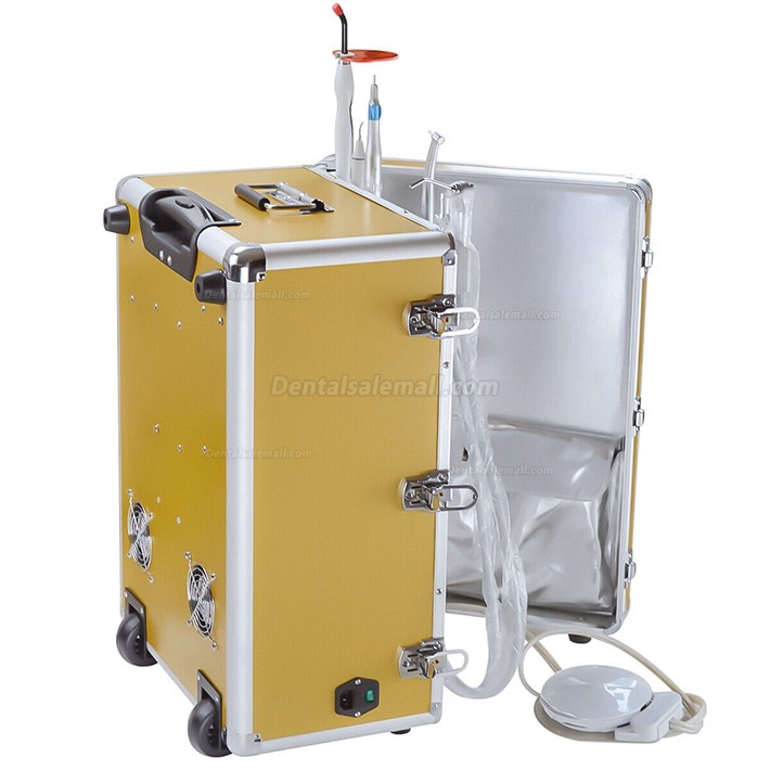 XS-341 Portable Mobile Dental Turbine Unit with Compressor + LED Curing Light + Scaler Handpiece