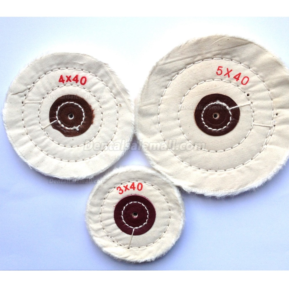 3 Pcs / lot Dental Lab,White Cloth Round Flannel Wheel 40 Layers Polishing 5 , 4 , 3 Inches