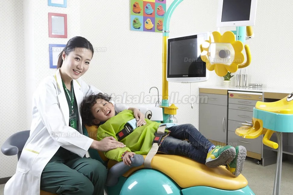 A8000-IIB Lovely Dinosaur Design Children Dental Chair Pediatric Dental Unit with 2Pcs Dentist Stools