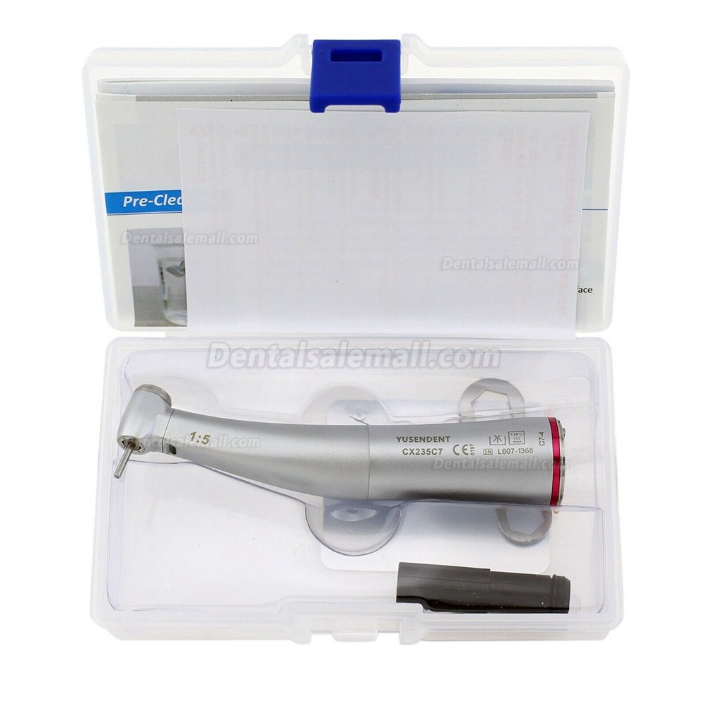 YUSENDNET COXO Dental 1:5 Mini Head Fiber Optic Contra Angle Handpiece Inner Channel Push Button CX235C7-4