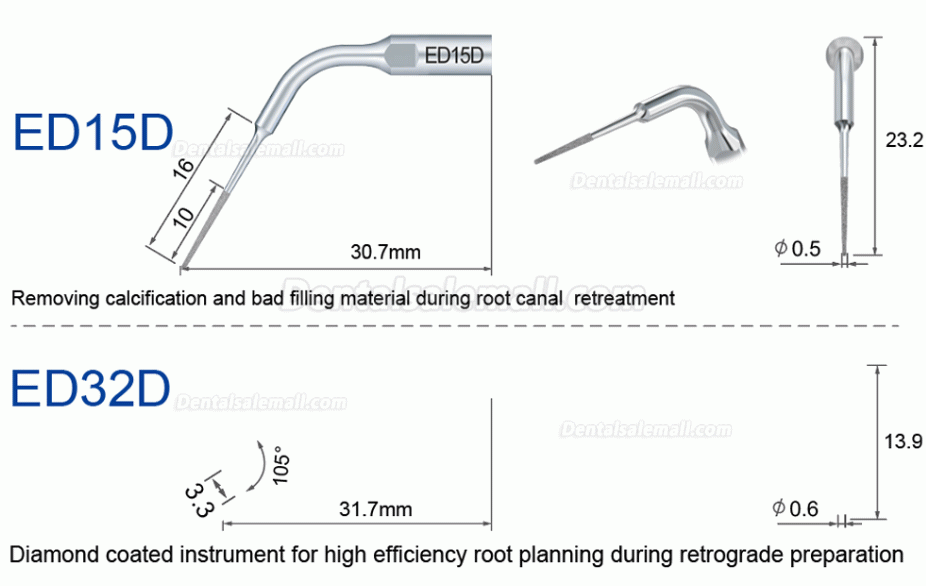 10Pcs Refine Ultrasonic Scaler Tips E3D E4D E5D E10D E11D E12D E14D E15D Fit Woodpecker EMS