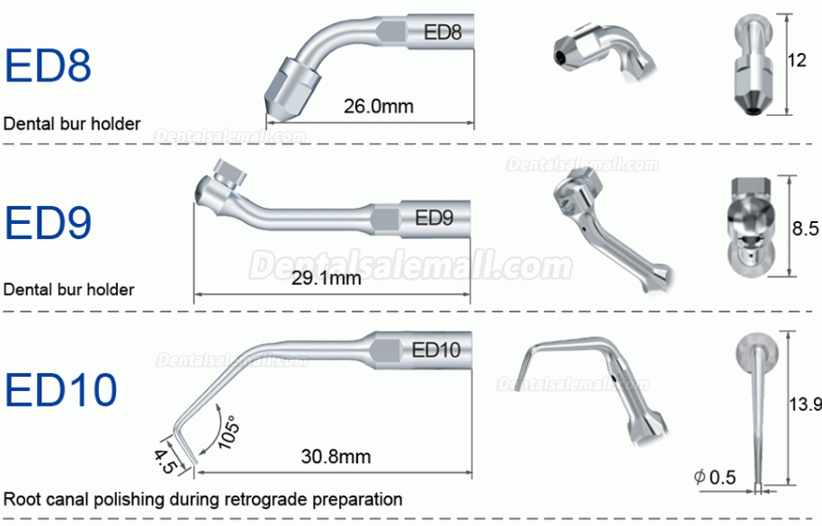 10Pcs Refine Ultrasonic Scaler Tips E3D E4D E5D E10D E11D E12D E14D E15D Fit Woodpecker EMS