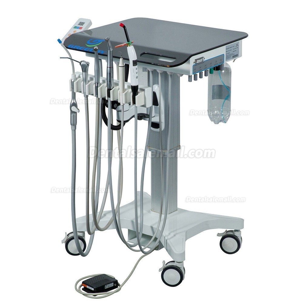 Greeloy GU-P302s Mobile Dental Cart Unit Adjustable Treatment System with LED Electric Dental Motor