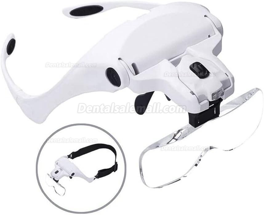 5 Lens Dentist Loupes Headlight Dental Binocular Glass Magnifier with Led Head Light