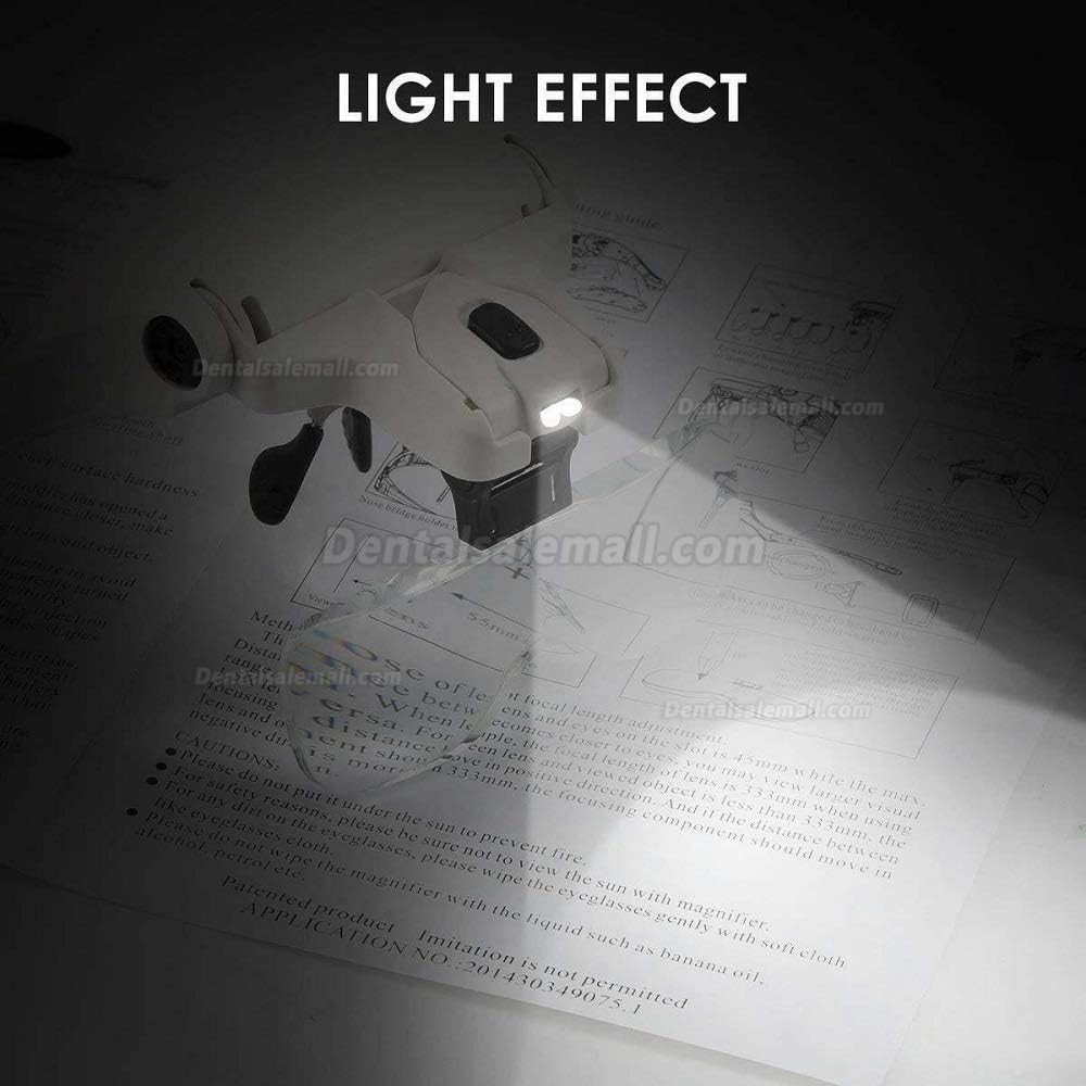 5 Lens Dentist Loupes Headlight Dental Binocular Glass Magnifier with Led Head Light