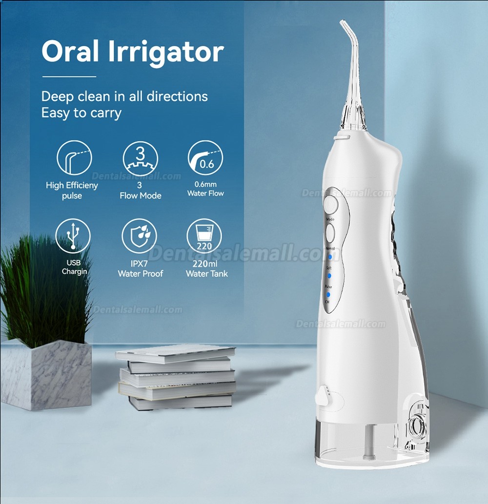 Portable Oral Irrigator USB Rechargeable Dental Water Jet Water Tank Waterproof Travel Family