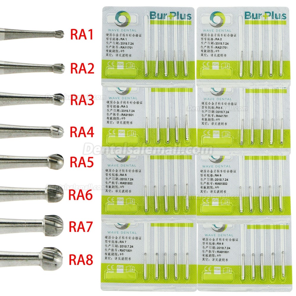 10 Packs WAVE Dental Tungsten Carbide Latch Bur Round Drill Low Speed RA 1 2 3 4 5 6 7 8