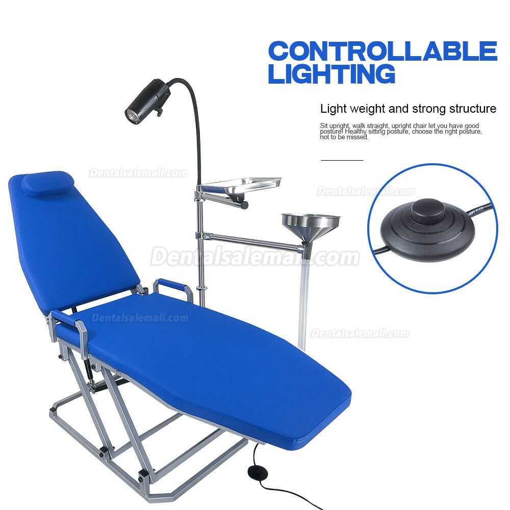 Greeloy Upgrated Portable Folding Chair with LED Cold Light and Instrument Tray Full Set GU-P109