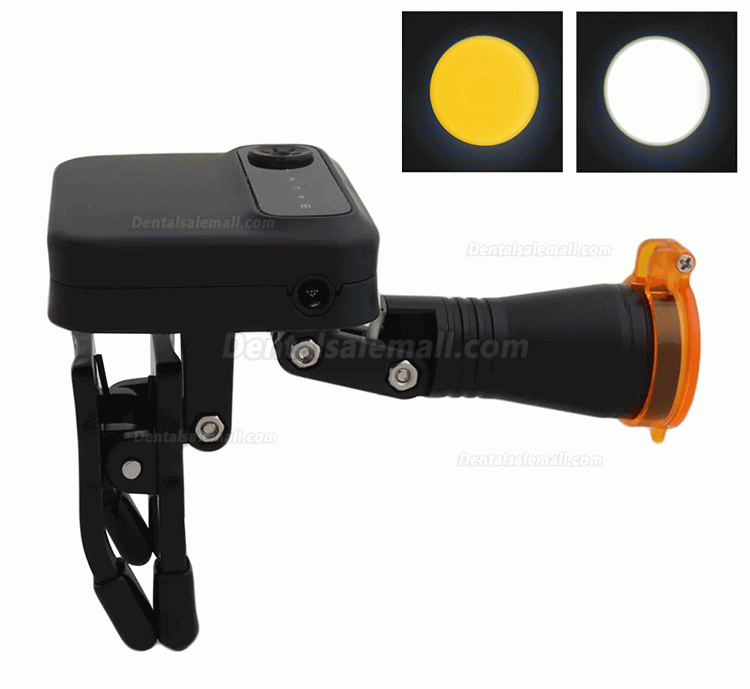 5W LED Headlight Wireless with 2 Batteries Adjustable Head Light Lamp for Dental Loupes Black