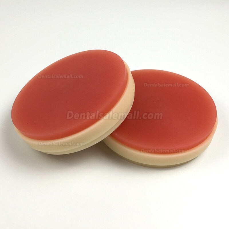 1 Pcs Dental Lab Material OD98*25mm Two-color PMMA Blocks Disk A2+Pink