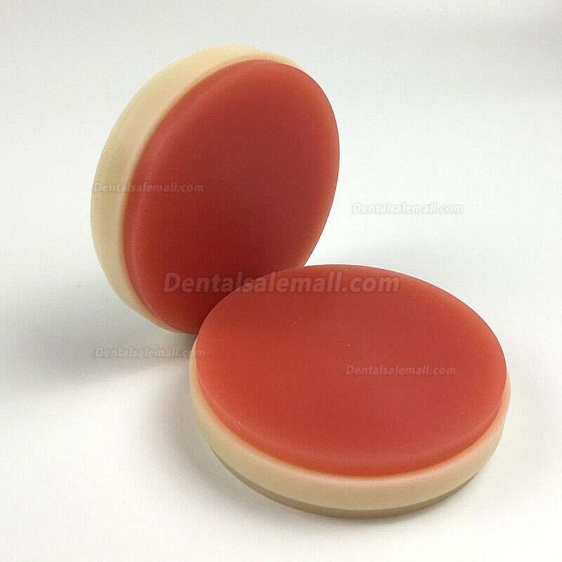 1 Pcs Dental Lab Material OD98*25mm Two-color PMMA Blocks Disk A2+Pink