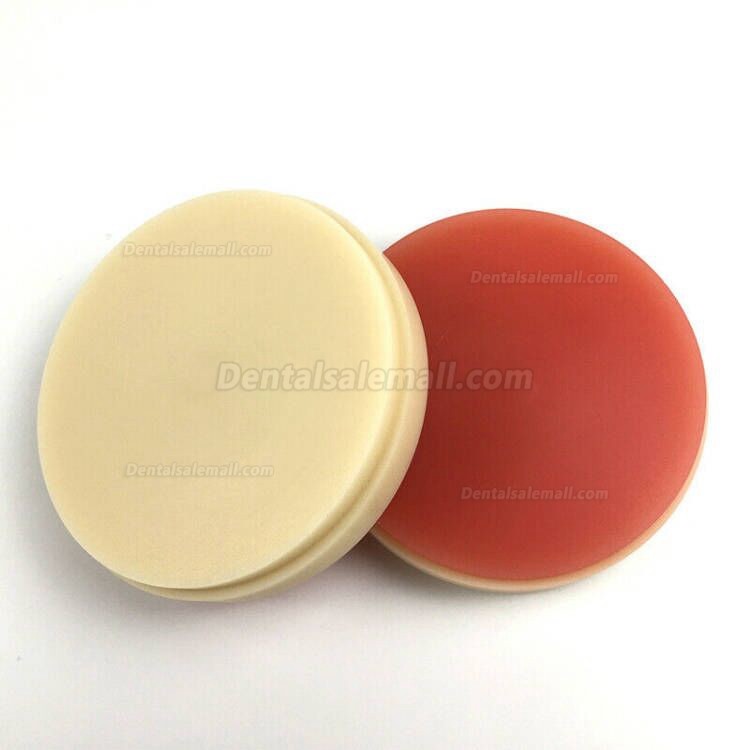 1 Pcs Dental Lab Material OD98*25mm Two-color PMMA Blocks Disk A2+Pink