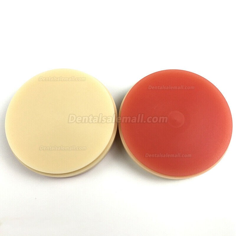 1 Pcs Dental Lab Material OD98*25mm Two-color PMMA Blocks Disk A2+Pink