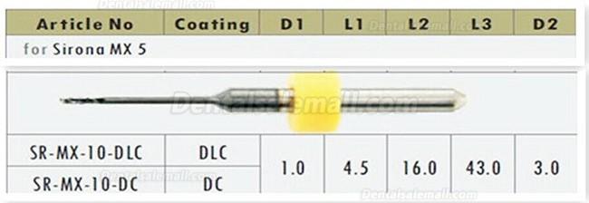 1PCS Dental Cad Cam Zirconia Milling Burs Fit Sirona MX5 0.5mm/1mm/2.5mm NO Coated