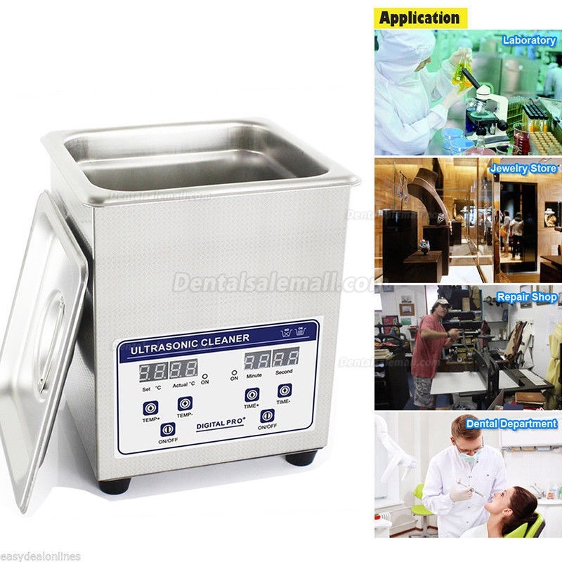 2L Industry Digital Ultrasonic Cleaner Machine Heater Timer Stainless Jewel Clean Tank