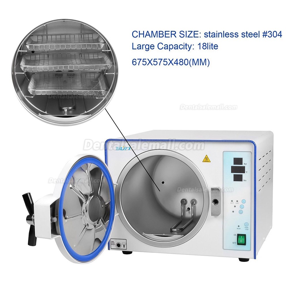 18L / 23L Sun Dental Autoclave Steam Sterilizer Class N High Temperature High Pressure