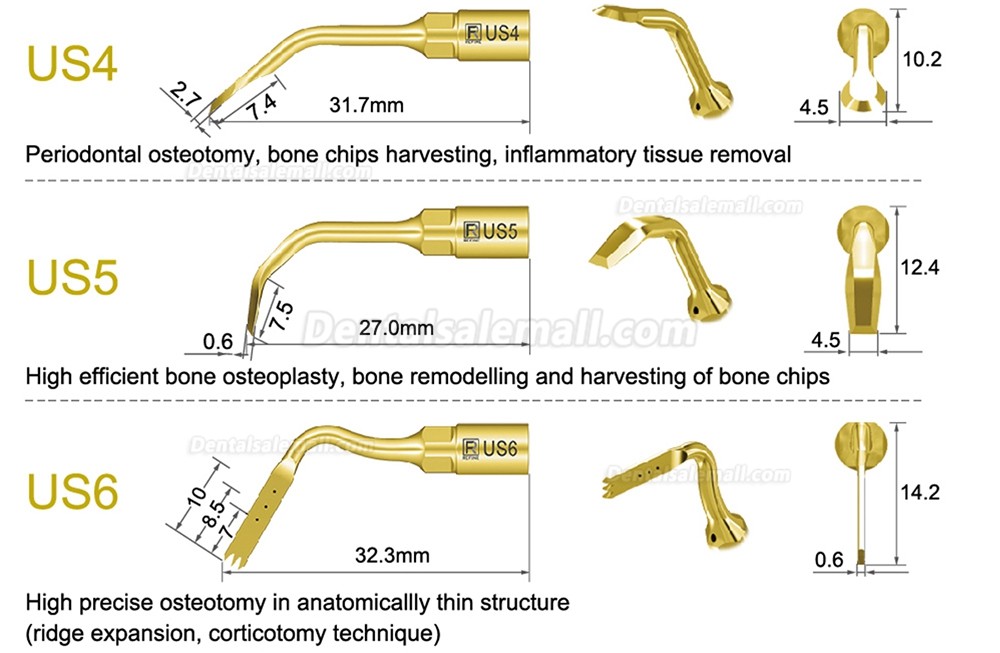 1Pcs Piezosurgery Osteotomy Bone Cutting Dental Surgery Tips US1 US1L US1R US2 US3 US4 US5 US6 US7 US11 US12 Fit Mectron Woodpecker