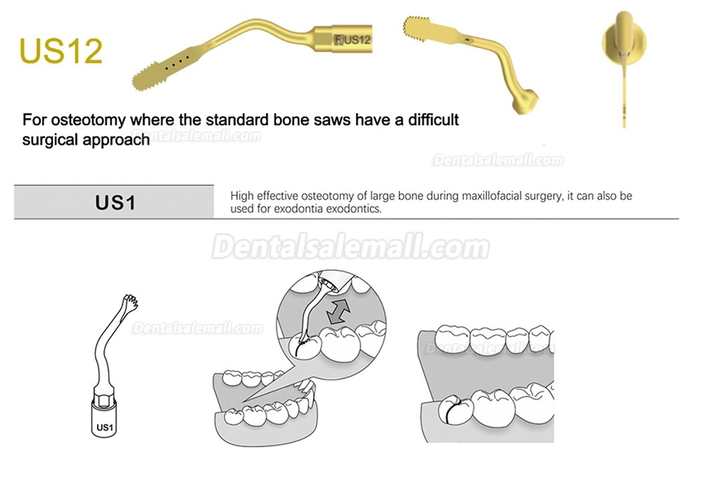 1Pcs Piezosurgery Osteotomy Bone Cutting Dental Surgery Tips US1 US1L US1R US2 US3 US4 US5 US6 US7 US11 US12 Fit Mectron Woodpecker