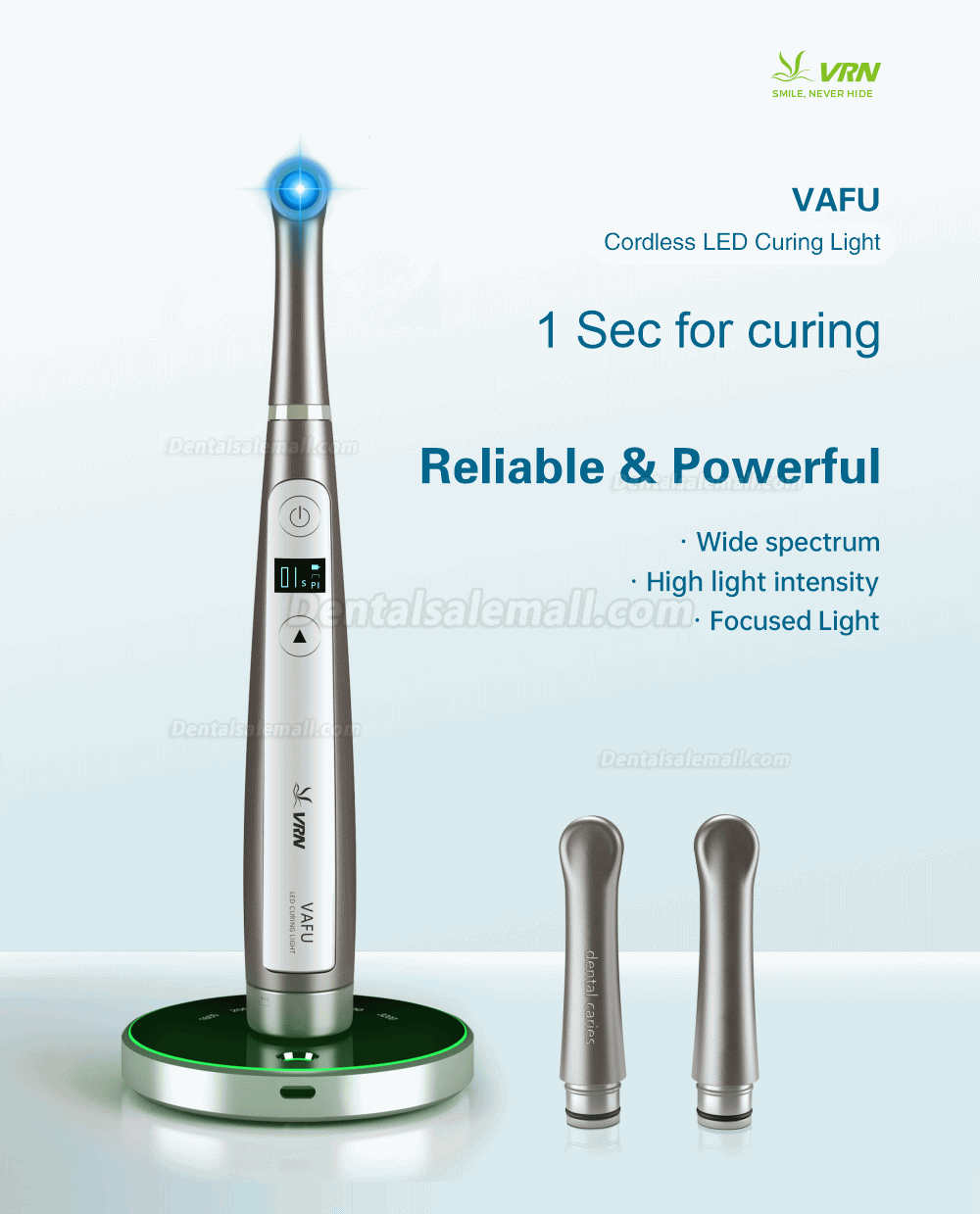 VRN VAFU Dental Wireless LED Curing Light Lamp 3200mW with Caries Detector & Light Curing Meter