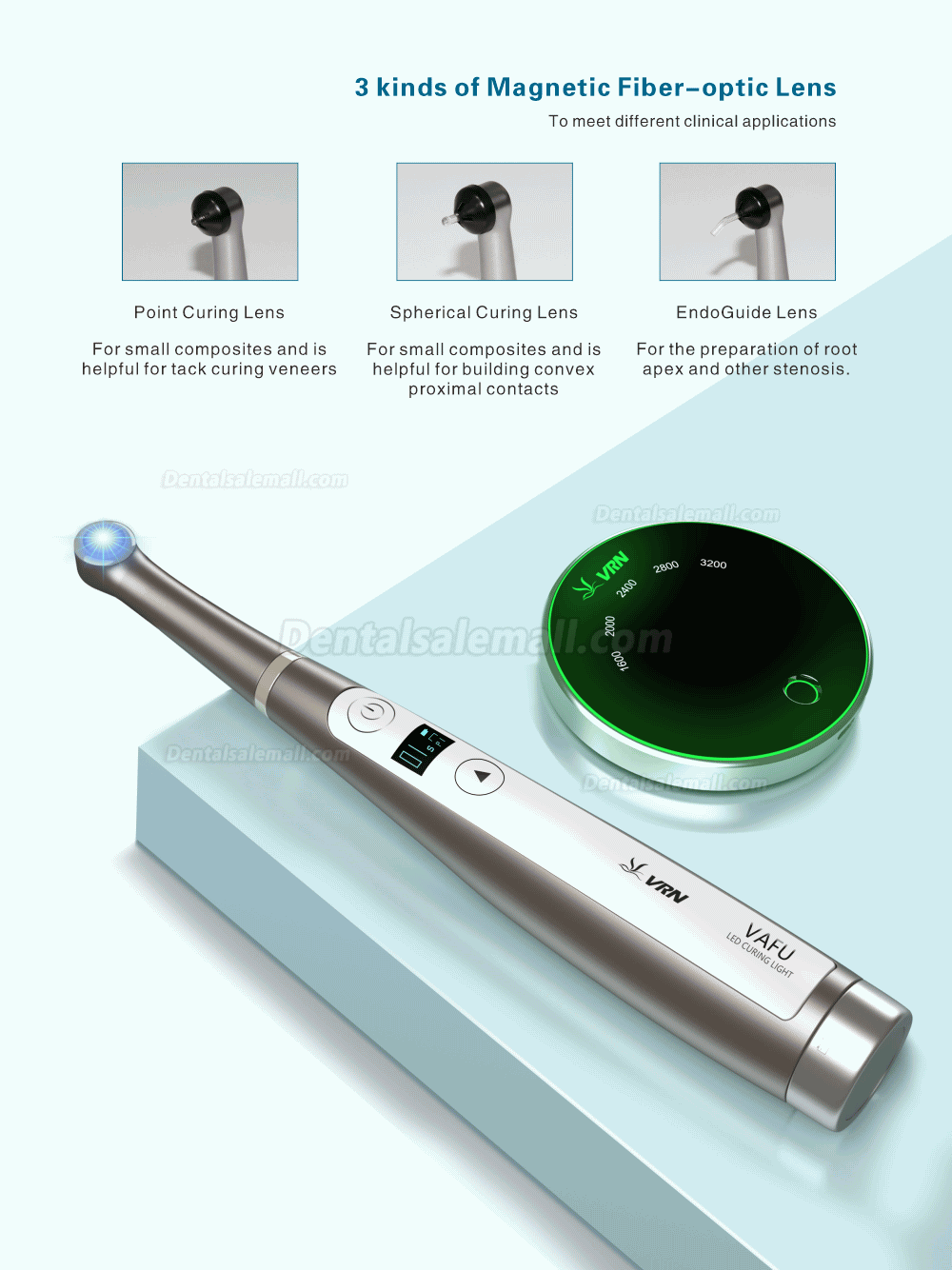 VRN VAFU Dental Wireless LED Curing Light Lamp 3200mW with Caries Detector & Light Curing Meter