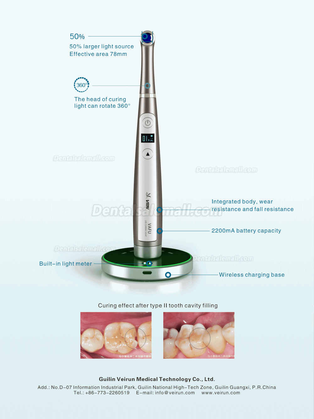 VRN VAFU Dental Wireless LED Curing Light Lamp 3200mW with Caries Detector & Light Curing Meter