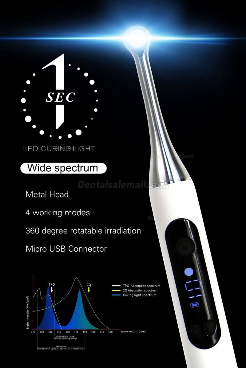 New Arrivals Westcode Dental Wireless LED 1S Curing Light USB Connector 4 Working Modes Blue-violet Light 2500mw